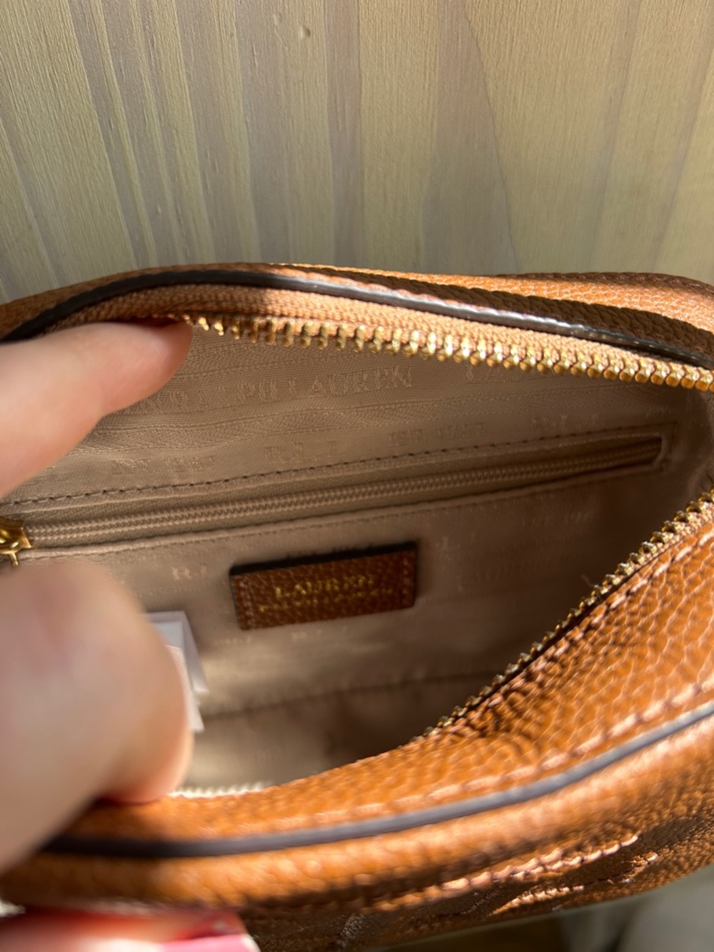 Lauren Ralph Lauren Brown Embossed RL Crossbody Bag - Picture 5 of 6